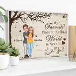 Personalizzato Albero Cuore Personaggio dei cartoni animati che si abbracciano Pittura su tela con nome Home Decor Regalo di San Valentino per la copp