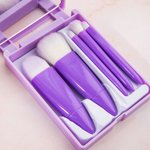 Personalized Birth Flower Name Cartoon 5 Pcs Makeup Brush Set with Travel Storage Box Birthday Bridesmaid Gift for Women Girls