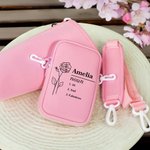 Personalised Birth Flower Water Bottle Carrier Bag with Name Definition and Pouch Cup Accessories for 40oz Stanley Birthday Gift for Women