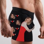 Calzoncillos bóxer personalizados con la foto de mi cara lamiéndola, labios rojos y corazón de amor Ropa interior masculina Divertido regalo de San Valentín para él