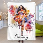 Personlig akvarell Curvy Girl Embrace Your Uniqueness Sotf Throw Blanket med namn Meningsfull födelsedagspresent för BBW Girl Women