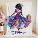 Personlig akvarell Curvy Girl Embrace Your Uniqueness Sotf Throw Blanket med namn Meningsfull födelsedagspresent för BBW Girl Women