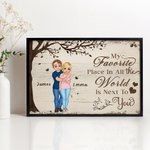 Personalizzato Albero Cuore Personaggio dei cartoni animati che si abbracciano Pittura su tela con nome Home Decor Regalo di San Valentino per la copp