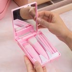 Personalized Birth Flower Name Cartoon 5 Pcs Makeup Brush Set with Travel Storage Box Birthday Bridesmaid Gift for Women Girls