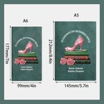 Personalized Pink Rose High Heels Sorority Green Leather Journal Notebook with Text 100 Sheets Graduation Gift for Sisters Friends