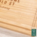 Gepersonaliseerde FSC Bamboo Gegraveerde Naam en Tekst Charcuterie Snijplank met Sapgroef Housewarming Huwelijksgeschenk voor Familie