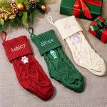 Personalised Embroidery Paw Print Fish Bone Knitted Christmas Stocking with Name Holiday Tree Fireplace Decor Pet Party Gift for Family Pet Lovers