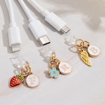 Personalized Cute Initial Daisy Heart Charm Anti-Dust Plug Cover Accessory for iPhone Micro USB Type C Mobile Phone Birthday Gift for Friend Family