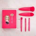 Personalized Birth Flower Name Cartoon 5 Pcs Makeup Brush Set with Travel Storage Box Birthday Bridesmaid Gift for Women Girls