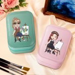 Personalised Tailor Designer Cartoon Character Leather Jewellery Box with Name and Changing Color LED Makeup Mirror Birthday Gift for Family Friends