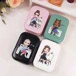 Personalised Tailor Designer Cartoon Character Leather Jewellery Box with Name and Changing Color LED Makeup Mirror Birthday Gift for Family Friends