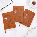 Personalized God Says I Am Affirmation A5 Vegan Leather Prayer Journal Notebook with Birth Flower and Name Date Baptism Birthday Gift for Women