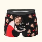 Calzoncillos bóxer personalizados con la foto de mi cara lamiéndola, labios rojos y corazón de amor Ropa interior masculina Divertido regalo de San Valentín para él