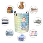 Personalized Gradient Cartoon Boy Large Toy Laundry Basket with Dinosaur Name and Handle Waterproof Nursery Decoration Housewarming Gift for Boys