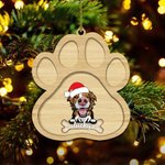Personalized Double Sided Santa Hat Dog Paw Christmas Ornament with Name Christmas Tree Decor Gift for Dog Lover