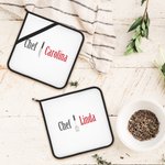 Set de 2 soportes para ollas con lazo para colgar, personalizados con el tema del menaje de cocina Regalo para chef aficionado a la cocina