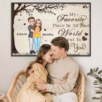 Personalizzato Albero Cuore Personaggio dei cartoni animati che si abbracciano Pittura su tela con nome Home Decor Regalo di San Valentino per la copp