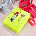 Personalized Birth Flower Name Cartoon 5 Pcs Makeup Brush Set with Travel Storage Box Birthday Bridesmaid Gift for Women Girls