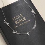 Personalized Cross 1-6 Family Nameplates Necklace Christians Religious Jewelry Baptism Mother's Day Gift for Women