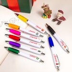 Personalised Santa Reindeer Christmas Theme Clear Pen Case and 3 pcs Name Ballpoint Pens Set School Stationery Christmas Gift for Kids Students