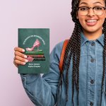 Personalized Pink Rose High Heels Sorority Green Leather Journal Notebook with Text 100 Sheets Graduation Gift for Sisters Friends