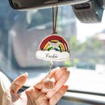 Personalized Rainbow Bridge Cat Dog Car Hanging Ornament with Name and Text Pet Memorial Loss Gift for Pet Lovers