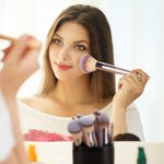 Personalised Birth Flower Name Cartoon Portable Travel 18 Pcs Makeup Brushes Set with Storage Barrel Birthday Bridesmaid Gift for Women