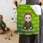 Personalized Gradient Cartoon Boy Large Toy Laundry Basket with Dinosaur Name and Handle Waterproof Nursery Decoration Housewarming Gift for Boys