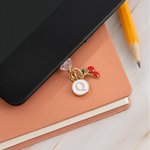 Personalized Cute Initial Daisy Heart Charm Anti-Dust Plug Cover Accessory for iPhone Micro USB Type C Mobile Phone Birthday Gift for Friend Family