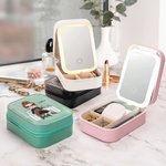 Personalised Tailor Designer Cartoon Character Leather Jewellery Box with Name and Changing Color LED Makeup Mirror Birthday Gift for Family Friends