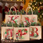 Personalizzato Holly floreale iniziale personaggio cartone animato grande borsa di iuta con nome Natale festa regalo per la famiglia bambini
