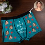 Calzoncillos bóxer personalizados con la foto de mi cara lamiéndola, labios rojos y corazón de amor Ropa interior masculina Divertido regalo de San Valentín para él