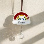 Personalized Rainbow Bridge Cat Dog Car Hanging Ornament with Name and Text Pet Memorial Loss Gift for Pet Lovers