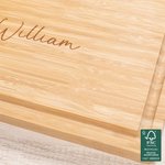 Personalized FSC Bamboo Charcuterie Cutting Board with Juice Groove Engraved Name Date Housewarming Wedding Gift for Couple