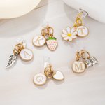 Personalized Cute Initial Daisy Heart Charm Anti-Dust Plug Cover Accessory for iPhone Micro USB Type C Mobile Phone Birthday Gift for Friend Family