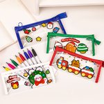 Personalised Santa Reindeer Christmas Theme Clear Pen Case and 3 pcs Name Ballpoint Pens Set School Stationery Christmas Gift for Kids Students