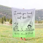Personalised I Wish You Lived Next Door Soft Throw Blanket with Name Home Decor Long Distance Friendship Gift for Friends