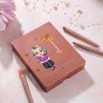 Personalized Birth Flower Name Cartoon 5 Pcs Makeup Brush Set with Travel Storage Box Birthday Bridesmaid Gift for Women Girls