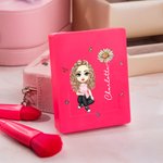 Personalized Birth Flower Name Cartoon 5 Pcs Makeup Brush Set with Travel Storage Box Birthday Bridesmaid Gift for Women Girls