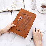 Personalized God Says I Am Affirmation A5 Vegan Leather Prayer Journal Notebook with Birth Flower and Name Date Baptism Birthday Gift for Women