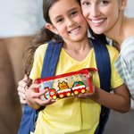 Personalised Santa Reindeer Christmas Theme Clear Pen Case and 3 pcs Name Ballpoint Pens Set School Stationery Christmas Gift for Kids Students