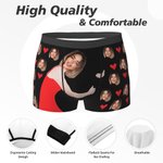 Calzoncillos bóxer personalizados con la foto de mi cara lamiéndola, labios rojos y corazón de amor Ropa interior masculina Divertido regalo de San Valentín para él