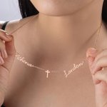 Personalized Cross 1-6 Family Nameplates Necklace Christians Religious Jewelry Baptism Mother's Day Gift for Women