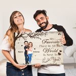 Personalizzato Albero Cuore Personaggio dei cartoni animati che si abbracciano Pittura su tela con nome Home Decor Regalo di San Valentino per la copp