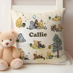 Personalized Classic Winnie the Pooh Soft Throw Pillow Cover with Name Birthday Baby Shower Gift for Newborn Boys Girls