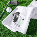 Serviette de sport gaufrée en microfibre à séchage rapide personnalisée avec texte Cadeau de retraite pour les amateurs de golf
