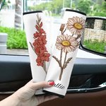 Personalized Birth Flower Soft Seat Belt Cover with Name 2 Pcs Vehicle Accessories Birthday Gift for Family Friend