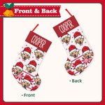 Personalised Santa Hat Face Photo Christmas Stocking with Name Fireplace Tree Hanging Festival Decor Gift for Family Pet Lovers