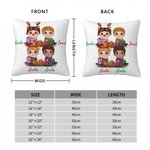 Gepersonaliseerde schattige cartoon rendier Elf meisje jongen ontvangen geschenkdoos boog gooi kussenhoes met naam Home Decor kerstcadeau voor familie