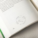 Personalised From the Library of Name Flower Book Embosser Stamp Black Hand Held Embosser with Storage Bag Birthday Gift for Book Lover Reader